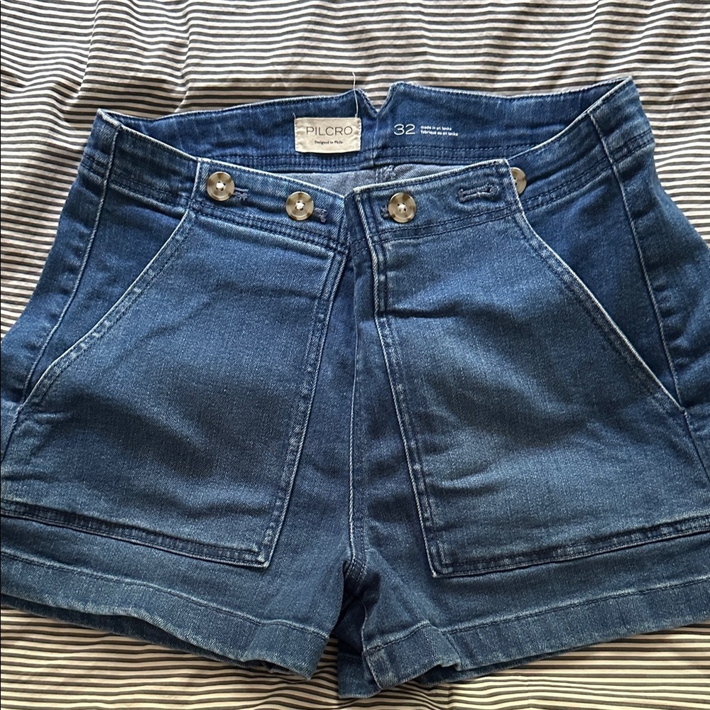Pilcro Anthropologie High Waist Blue Denim Shorts size 32
